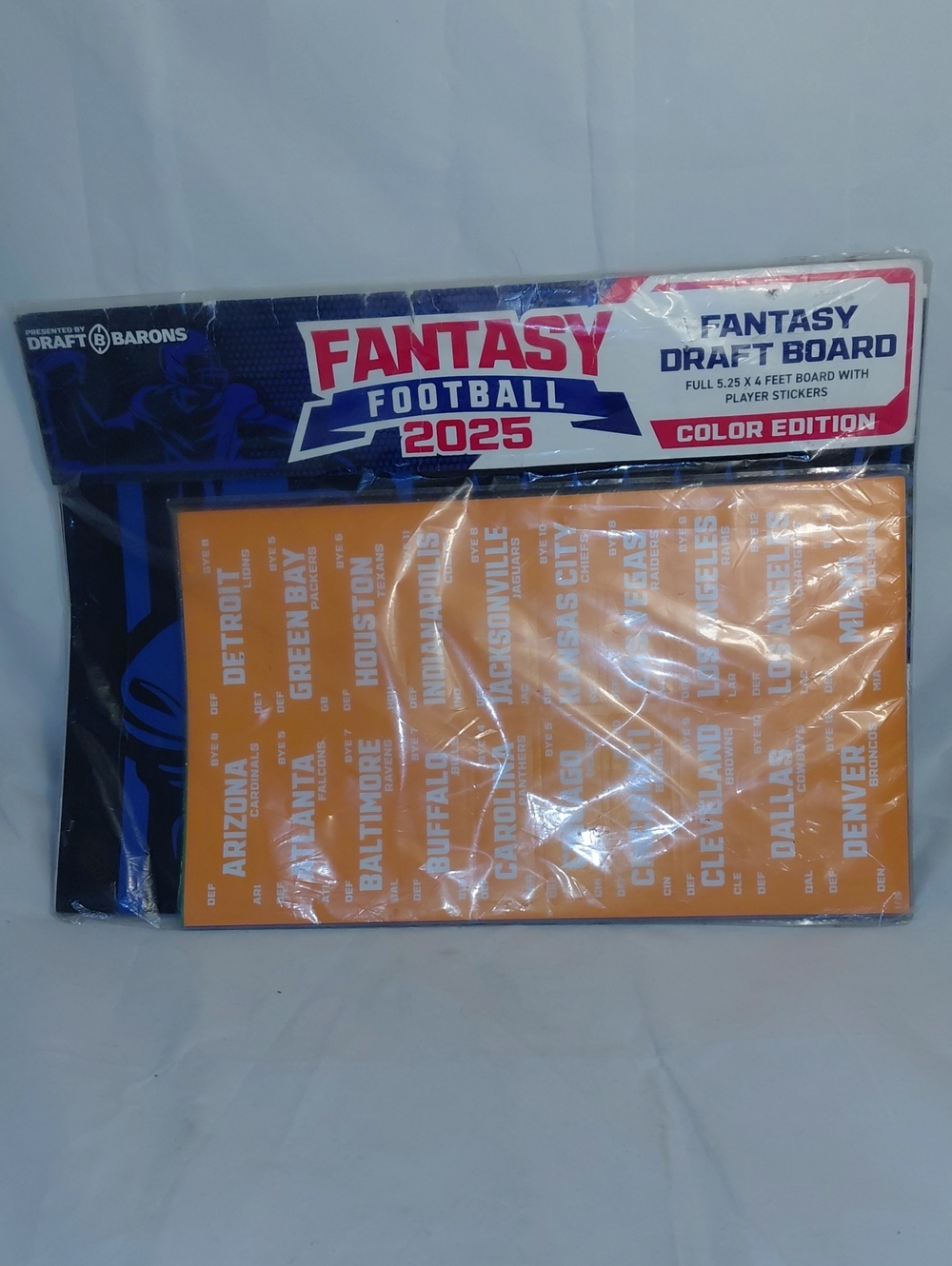 Fantasy Football draft Board 2025 Kit- Premium Color Edition With 490 Player